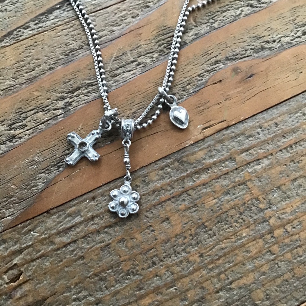 RP signed 3charm necklace with double chain .925